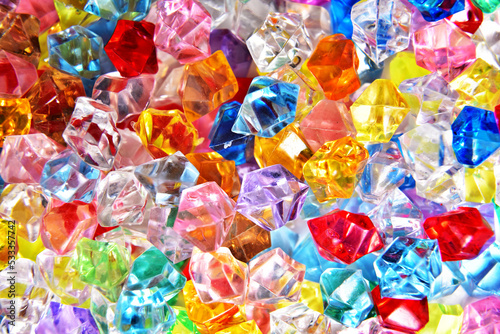 Multicolored glass crystals background texture.