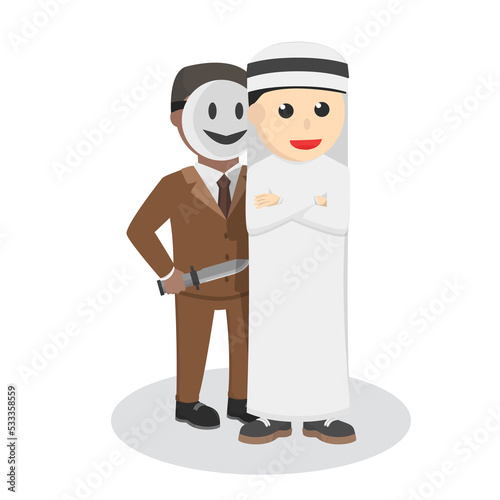 Print op canvas businessman african betrayer partner design character on white background