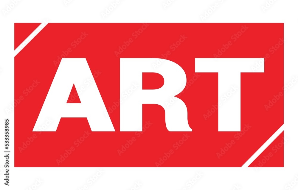 ART text written on red stamp sign. ART text written on red stamp sign.