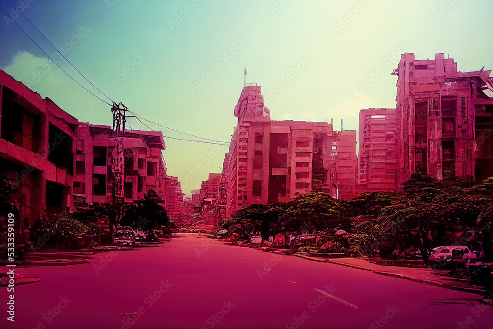 Obraz premium Cartoon style Nairobi Kenya June 0 Attractions of the country View of central part of the city , style U1 1