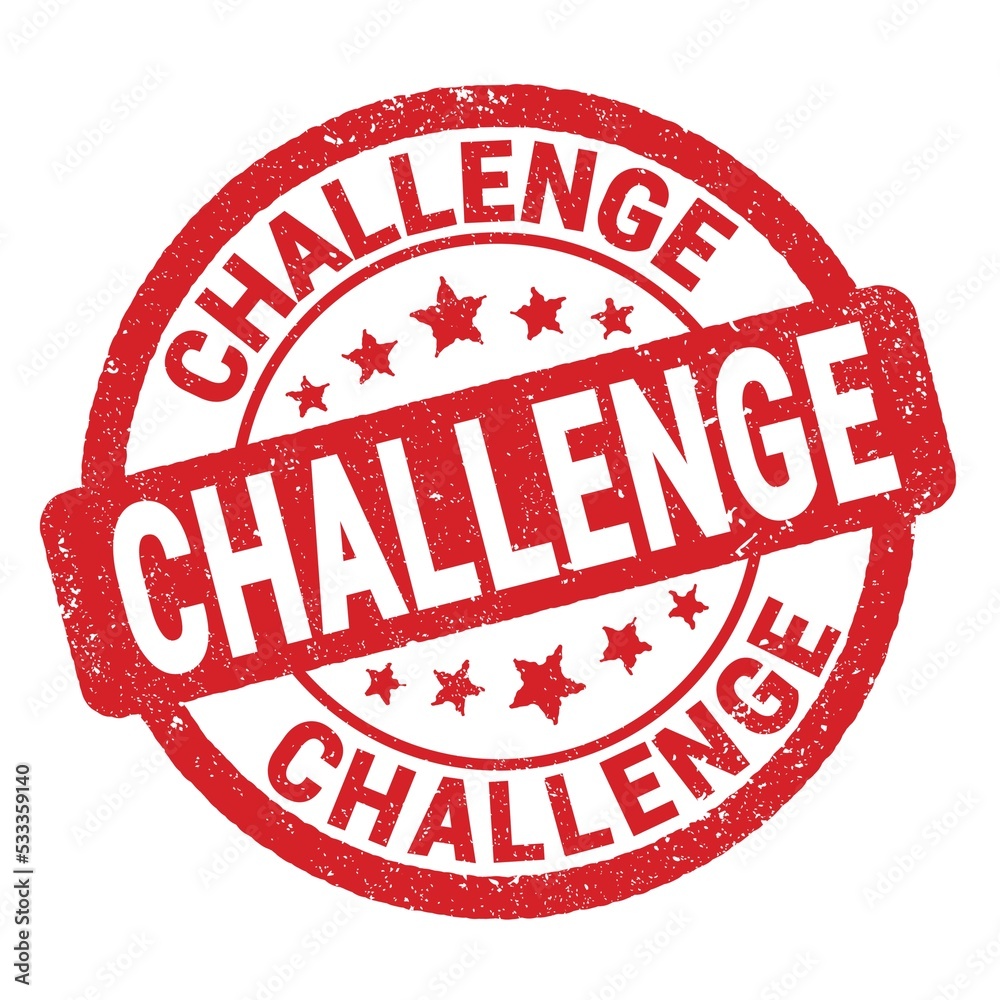 CHALLENGE text written on red round stamp sign. CHALLENGE text written on red round stamp sign.