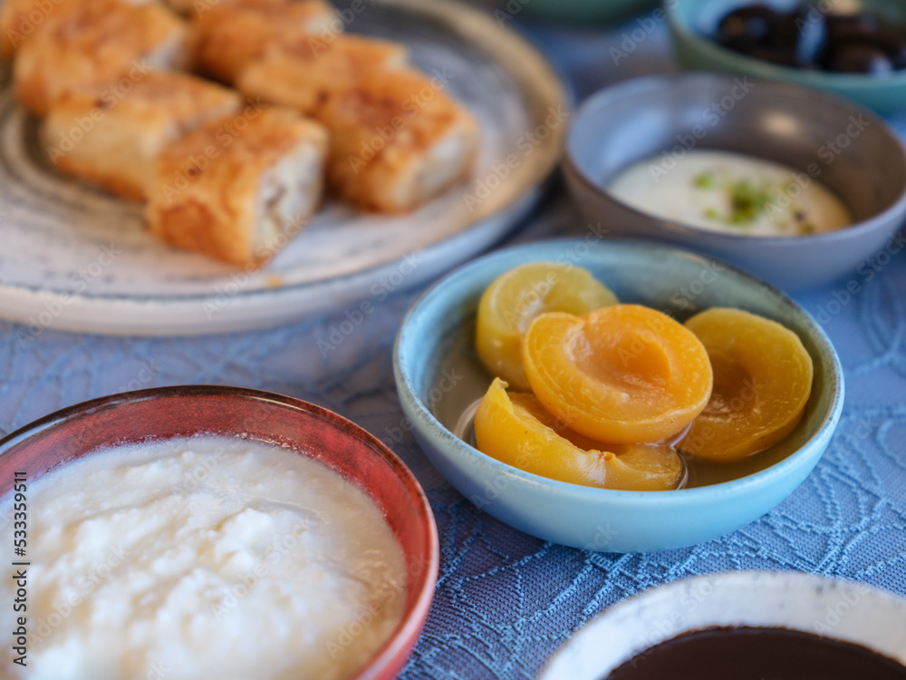 delicious mediterranean breakfast on the table delicious mediterranean breakfast on the table