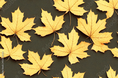 Dried maple leaves - seamless pattern
