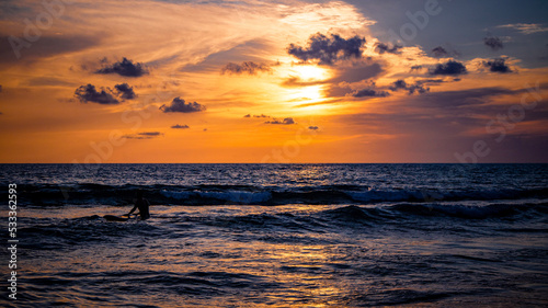 sunset over the sea  San Nicol   beach  Sardinia