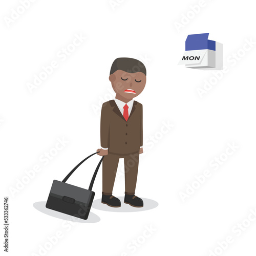businessman african lazy for monday design character on white background