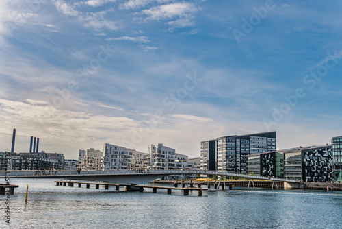 Copenhagen view of the modern buildings in the harbor  Denmark