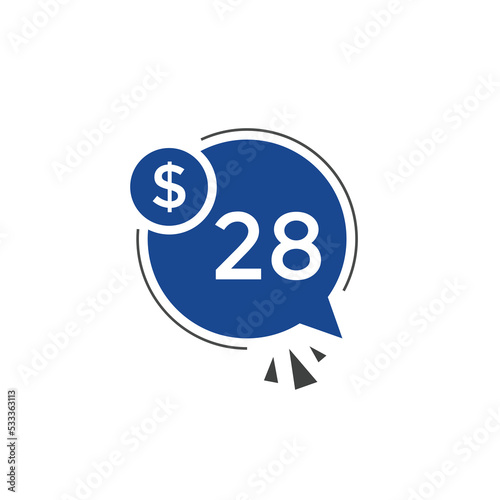 Free Download Monthly 28 Dollar price tag or sticker. twenty eight dollars sales tag. shopping promotion marketing concept. sale promotion Price Sticker Design
 - GFXLoad