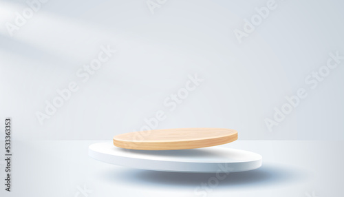Fototapeta Naklejka Na Ścianę i Meble -  Stage podium with lighting, Stage Podium Scene with for Award, Decor element background. Vector