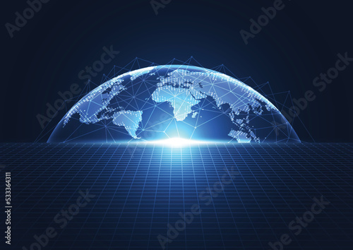 Abstract technology innovation communication concept digital blue design background. Vector illustration