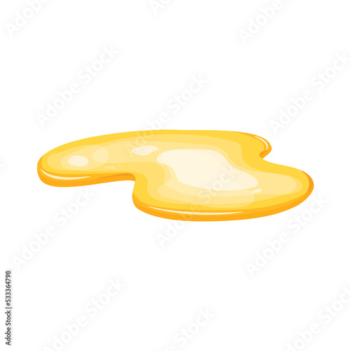 Puddle of yellow oil isolated. Honey, urine or gasoline gold liquid. Cartoon style vector illustration