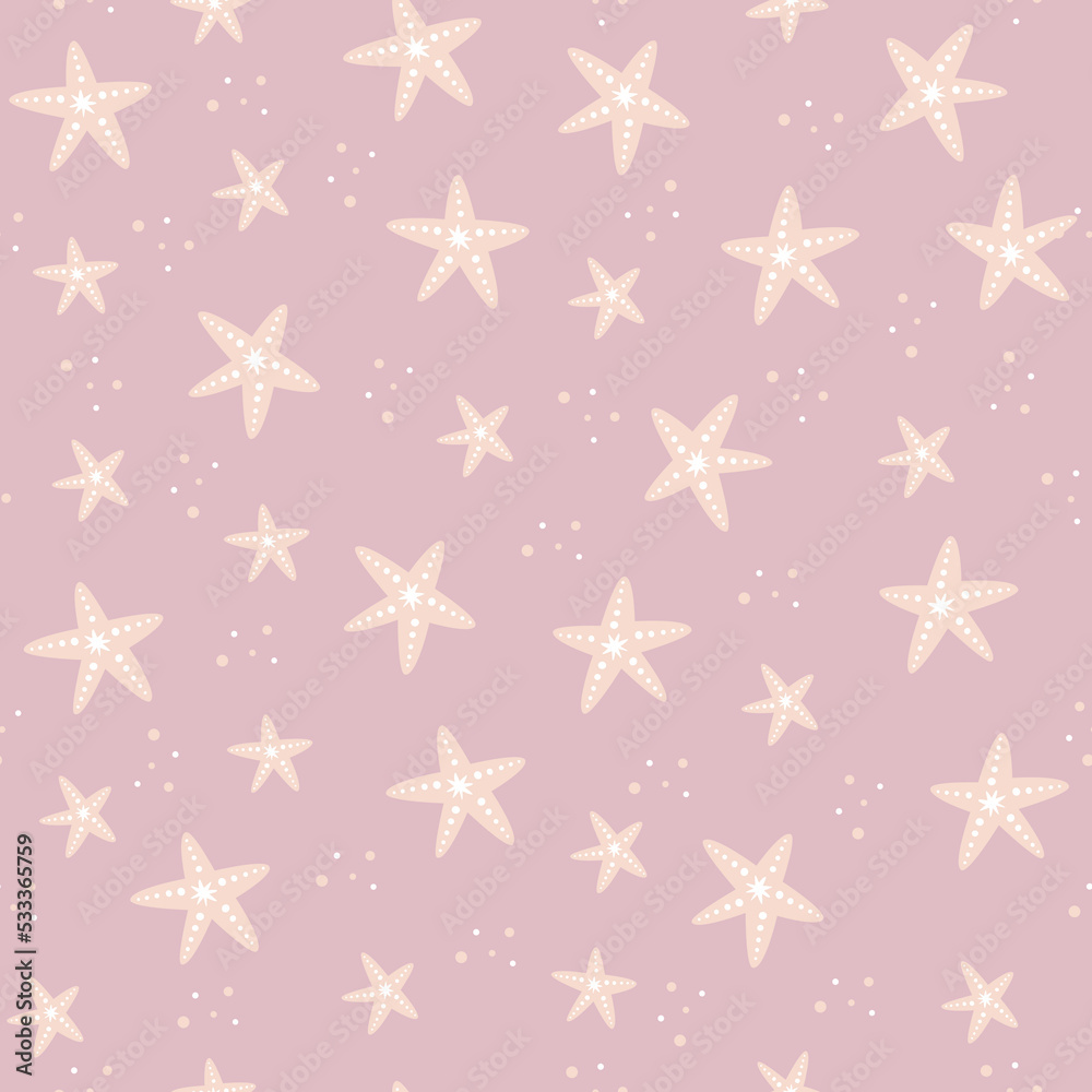 Gentle vector pattern. Sea stars and bubbles Gentle vector pattern. Sea stars and bubbles
