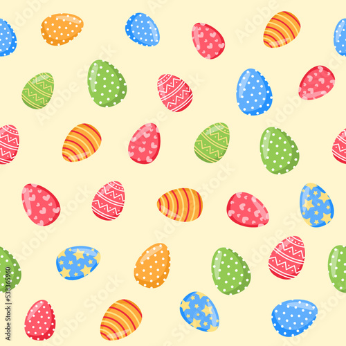 Seamless vector pattern. Seamless Easter border. Easter eggs painted in different colors