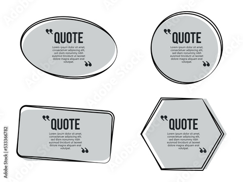 Isolated black and white quote box frame collections.