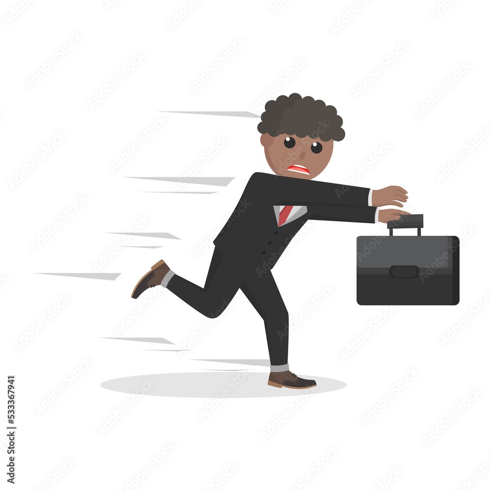 businessman african run faster design character on white background businessman african run faster design character on white background