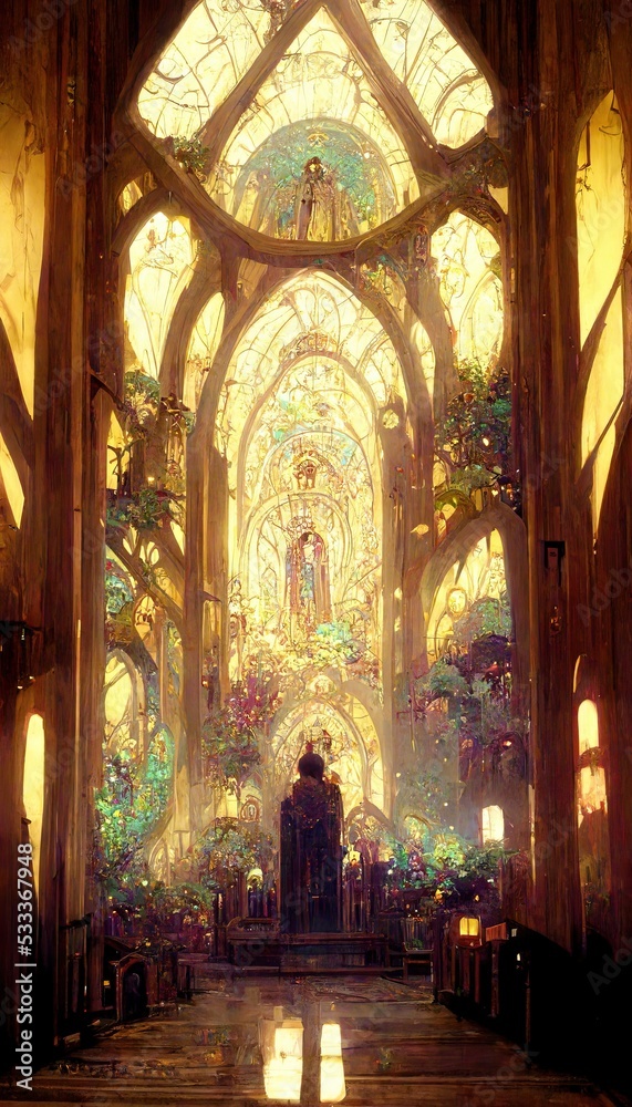 Church. Fantasy. Concept Art Scenery. Digital art. Illustration. CG Artwork Background.