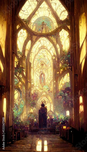 Church. Fantasy. Concept Art Scenery. Digital art. Illustration. CG Artwork Background.