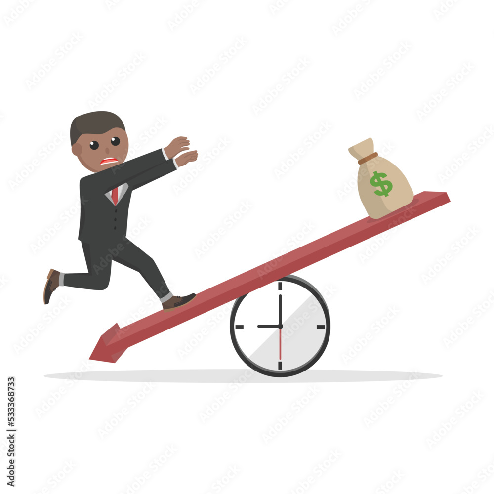 businessman african sad down balance design character on white background businessman african sad down balance design character on white background