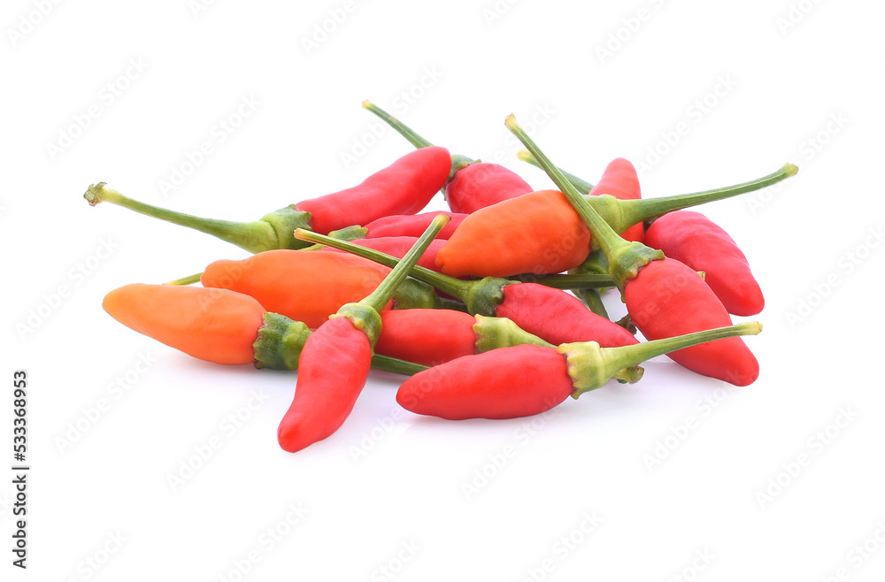 Red Chilli Padi, Bird's Eye Chilli, Bird Chilli, Thai pepper isolate on white background. Red Chilli Padi, Bird's Eye Chilli, Bird Chilli, Thai pepper isolate on white background.