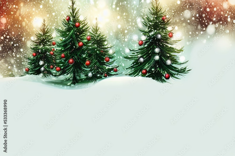 Christmas background with Christmas trees. Digital illustration