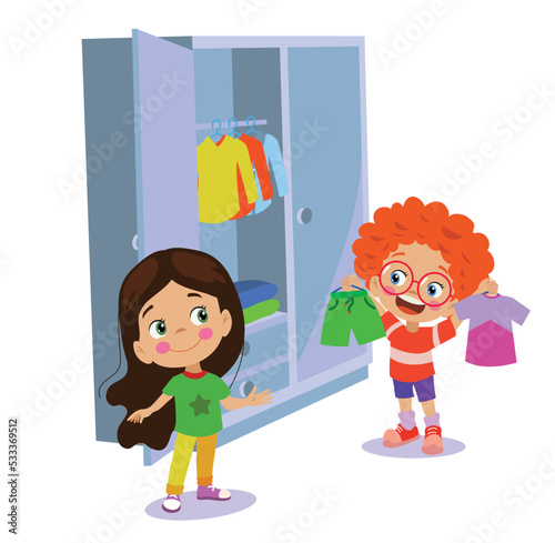 boy choosing clothes in his closet