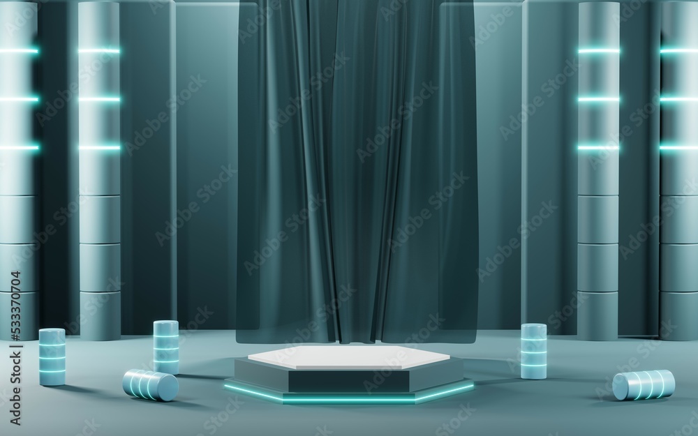 3D render of Podium background in blue tones for displaying cream products. cosmetics 3D render of Podium background in blue tones for displaying cream products. cosmetics