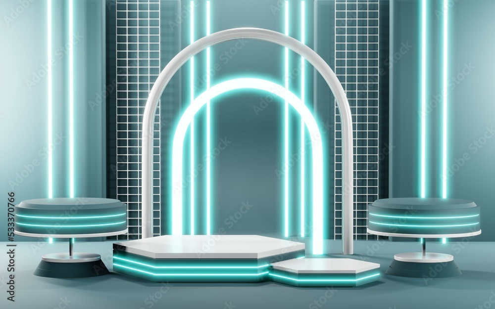 3D render of Podium background in blue tones for displaying cream products. cosmetics 3D render of Podium background in blue tones for displaying cream products. cosmetics