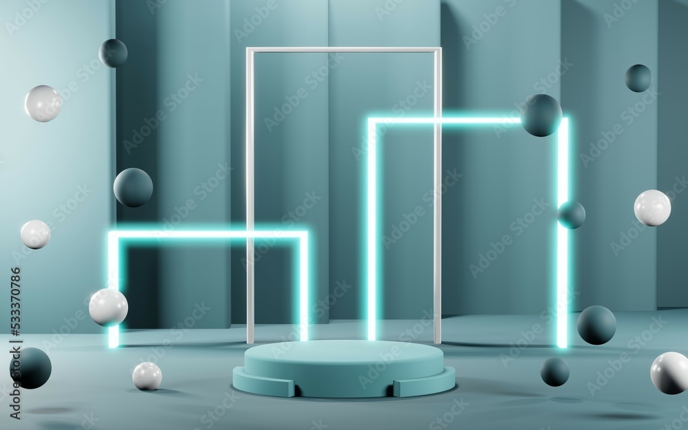 3D render of Podium background in blue tones for displaying cream products. cosmetics 3D render of Podium background in blue tones for displaying cream products. cosmetics