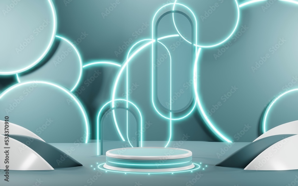 3D render of Podium background in blue tones for displaying cream products. cosmetics 3D render of Podium background in blue tones for displaying cream products. cosmetics