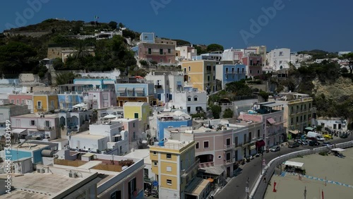 Amazing Morning Aerial drone shot taken in summer 2022, aerial view of Ponza Island, Italy, taken in a sunny day 