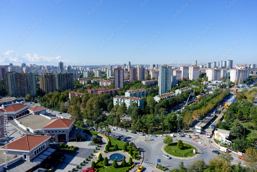 Fototapeta premium ISTANBUL, TURKEY - September 24, 2022: High-Rise Apartment Buildings Illustrating Housing Affordability and Real Estate Market Pressure