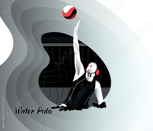 Water polo black and white illustration
