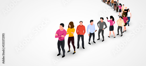 Group of people staying in line. Background with space for text. Business people.