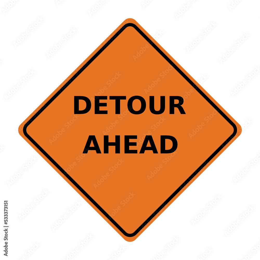 Road construction detour ahead sign with orange background vector illustration
Road construction detour ahead sign with orange background vector illustration