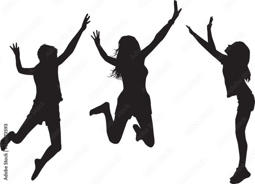 People jump vector silhouette.