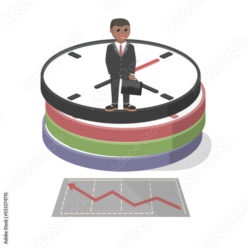 businessman african wasting time pensively design character on white background