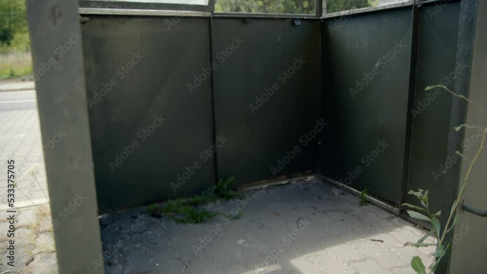 Broken And Abandoned Soviet Border Post Between Austria And Czech Republic - tilt up shot Broken And Abandoned Soviet Border Post Between Austria And Czech Republic - tilt up shot