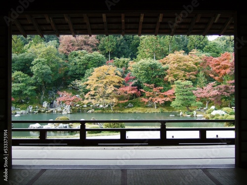 京都 天龍寺庭園の紅葉