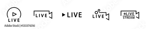 Conjunto de iconos de transmisión en vivo. Video en vivo en tiempo real. Concepto de comunicación. Ilustración vectorial