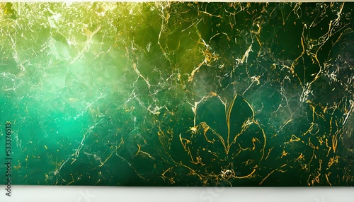 green and gold pattern wallpaper art with yellow light