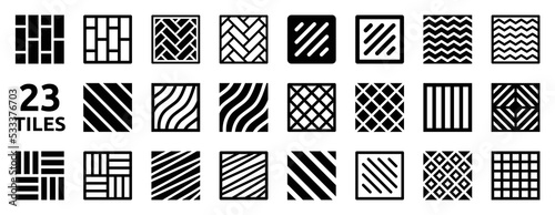 Set of 23 Tiles patterns. Vector illustration.