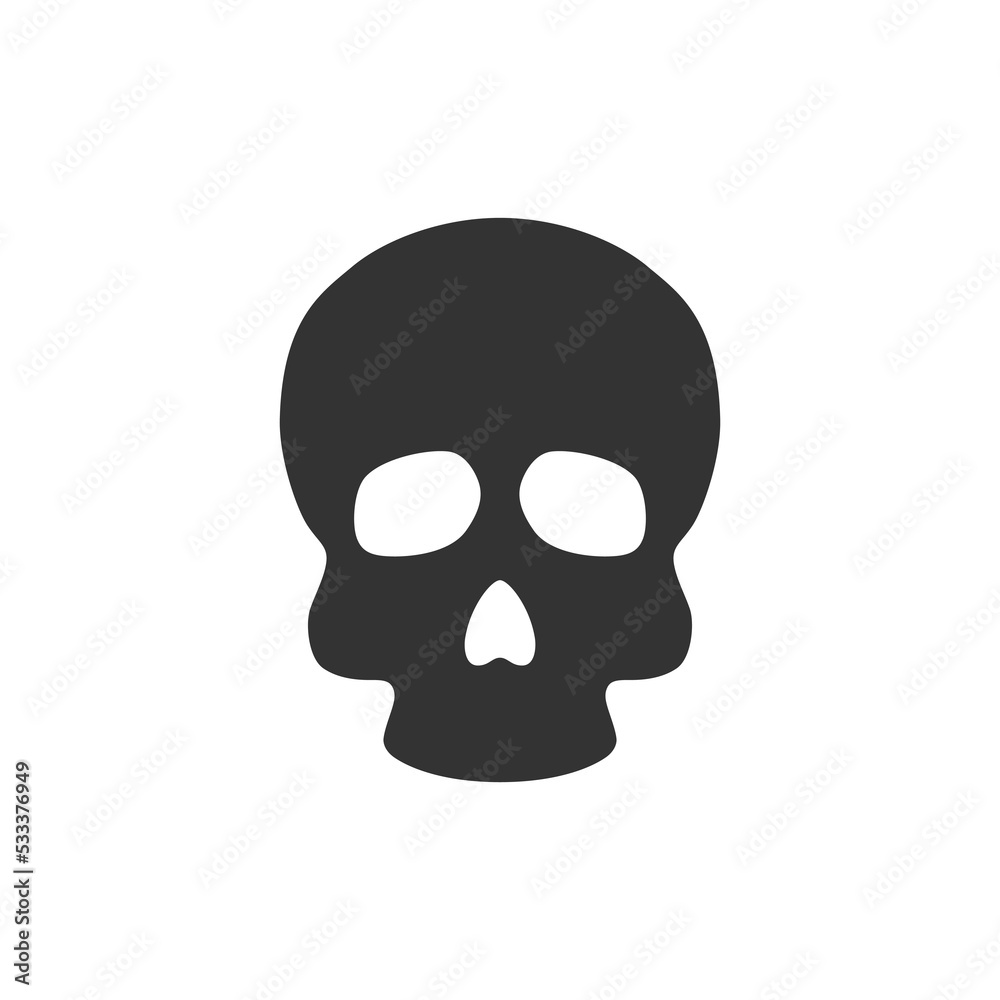 Cartoon skull silhouette. Pirate sign. Holly Roger icon. Death symbol Cartoon skull silhouette. Pirate sign. Holly Roger icon. Death symbol