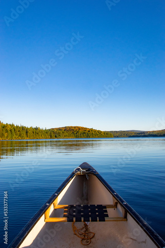 Wild photography alone on a lake in Canada, perfect reflection, nature picture