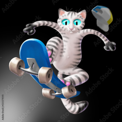 gatto sullo skateboard photo