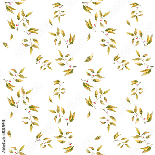 Hand drawn seamless pattern with autumn leaves
