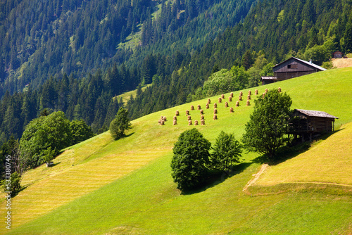 Agricultural Field in the Beautiful Surroundings of the Village Maria Luggau, Austria photo