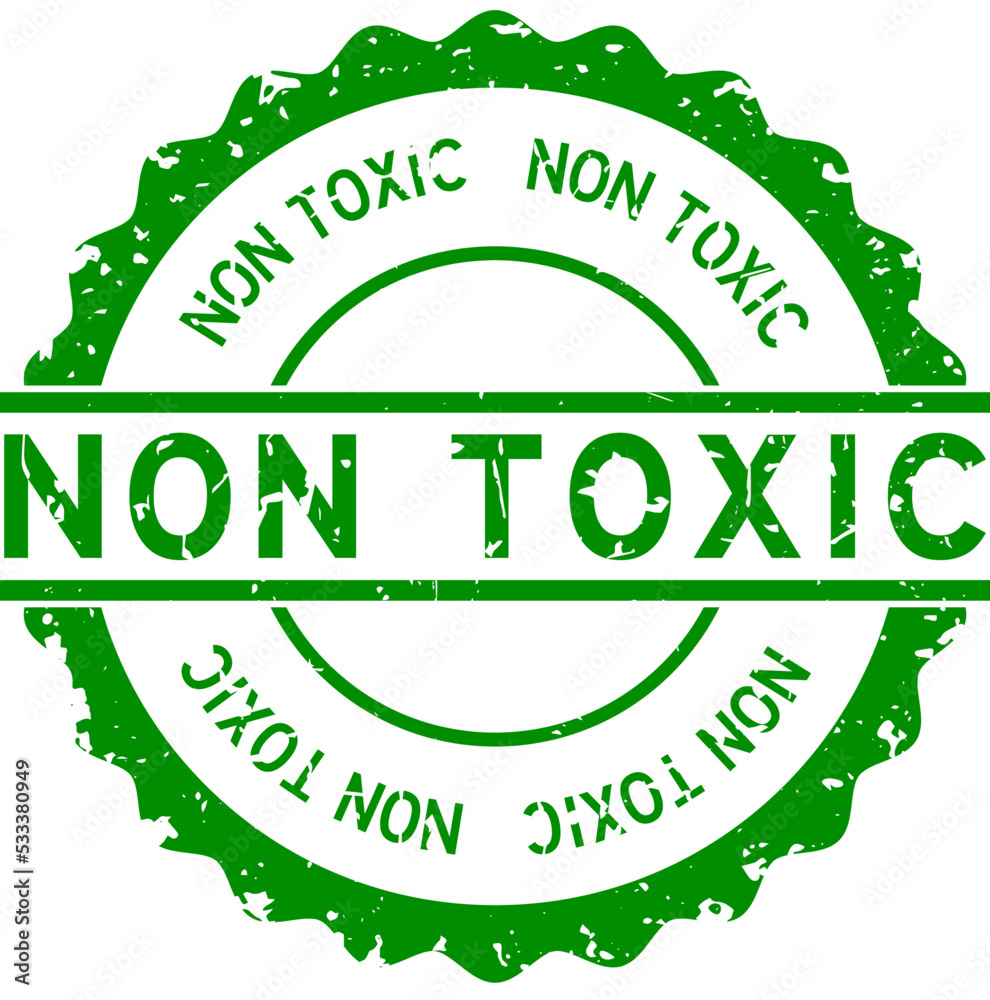 Grunge green non toxic word round rubber seal stamp on white background Grunge green non toxic word round rubber seal stamp on white background