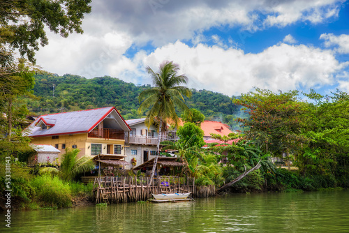 Loboc River and Houses in the Village of Loboc, Bohol, Philippines