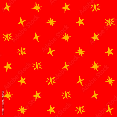Hand Drawn Christmas Star Seamless Pattern
