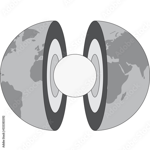 Diagram of the structure of the earth. Geography. Geography illustration.