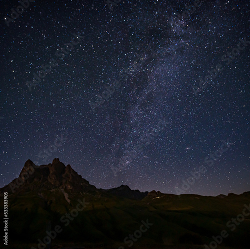 Breathtaking starry sky with milky way in austrian mountains